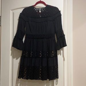 Cinq a sept black dress with lace
